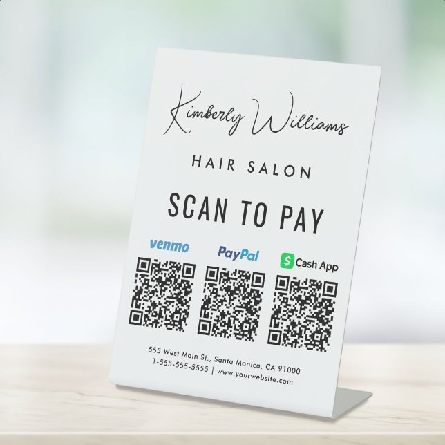 Signe De Table Analyser pour Paypal Venmo CashApp QR Code Entrepr (A QR code sign to effortlessly connect your customers to your payment platforms)