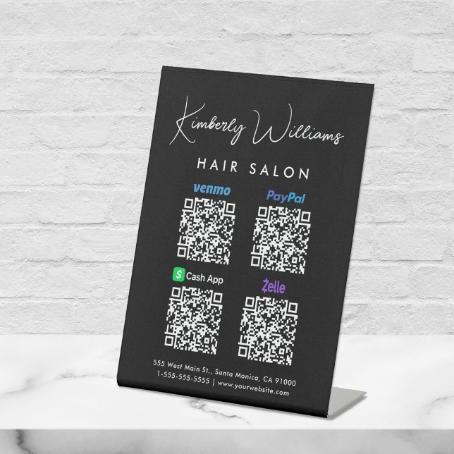 Signe De Table Analyser pour Paypal Venmo CashApp Zelle QR Code (A QR code sign to effortlessly connect your customers to your payment platforms)