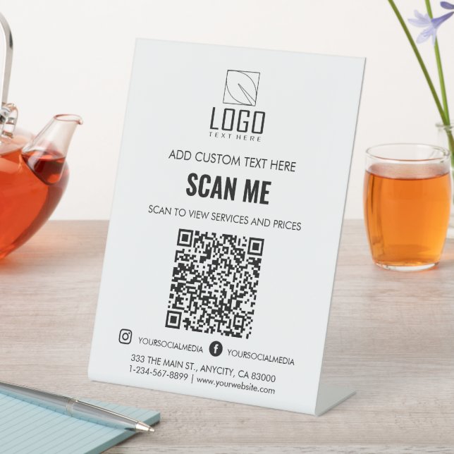 Signe De Table Analyser pour voir Prix logo personnalisé QR code  (In SItu)