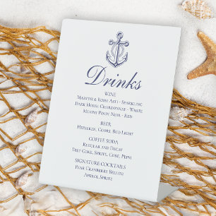 Signe De Table Ancre Marine Bleu Marine Mariage nautique Boissons