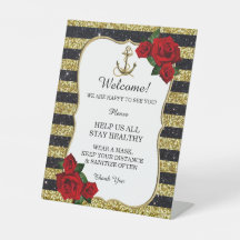 Ancre nautique Gold Black Stripes Mariage Sécurité
