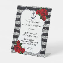 Ancre nautique Silver Black Stripe Mariage sécurit