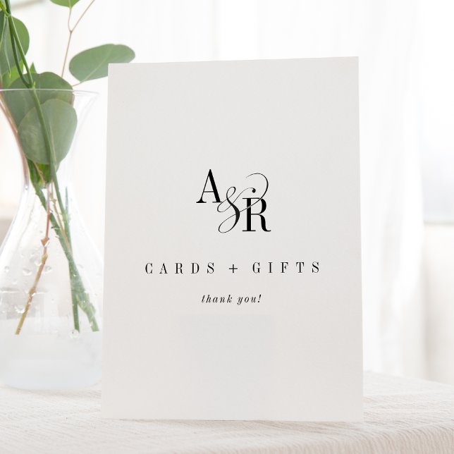 Signe De Table ANDREA Classic Chic Cartes de Mariage et Cadeaux U (ANDREA Classic Chic Unique Wedding Cards and Gifts Pedestal Sign)