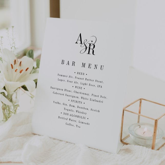 Signe De Table ANDREA Formal Simple Elegant Wedding Bar Menu Sign (ANDREA Formal Simple Elegant Wedding Bar Menu Sign)