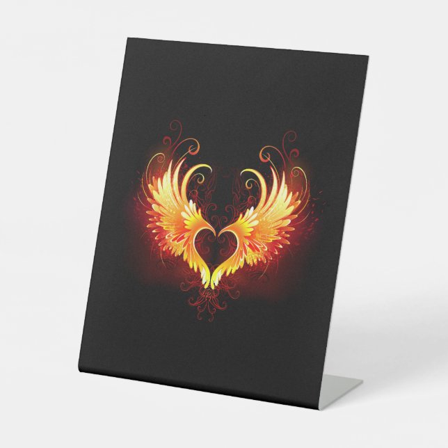 Signe De Table Angel Fire Heart with Wings (Recto)