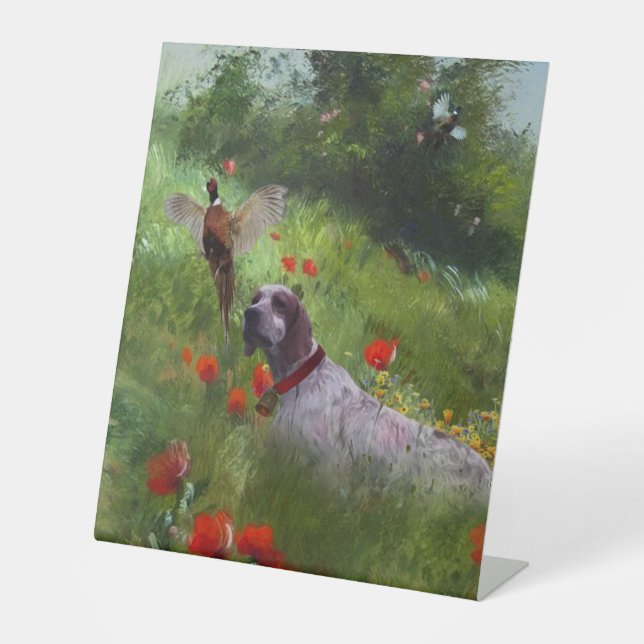 Signe De Table Anglais Setter, Chasse de faisan (Recto)