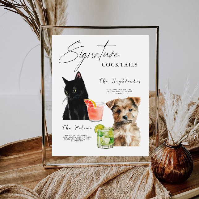 Signe De Table Animaux de compagnie Cocktail Boissons de chat et  (Créateur téléchargé)