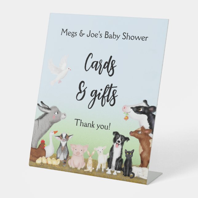 Signe De Table Animaux de ferme baby shower cartes & cadeaux (Recto)