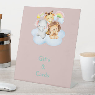 Signe De Table Animaux de safari mignons roses