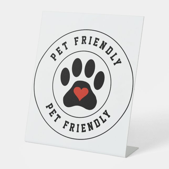 Signe De Table Animaux Étiquettes avec patte cardiaque (Recto)