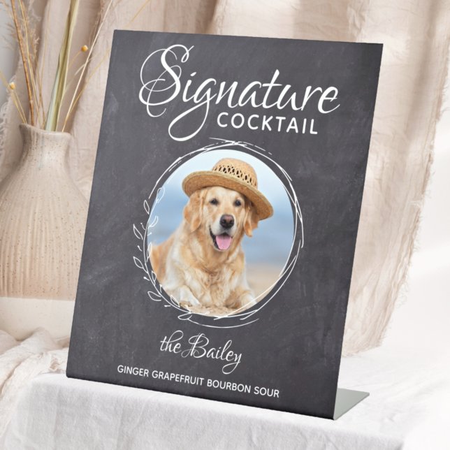 Signe De Table Animaux Mariages Bar Chien Cocktail Signature Bois (Créateur téléchargé)