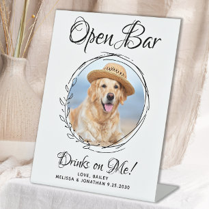 Signe De Table Animaux Mariages Chien Open Bar Photo personnalisé