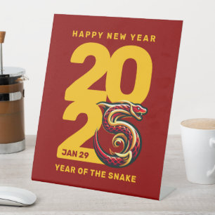 Signe De Table Année rouge or du serpent 2025