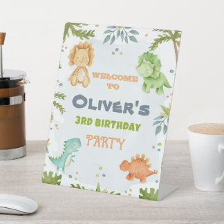 Signe De Table Anniversaire de Dinosaure, enseigne du piédestal d