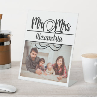 Signe De Table Anniversaire moderne M. et Mme monogram photo