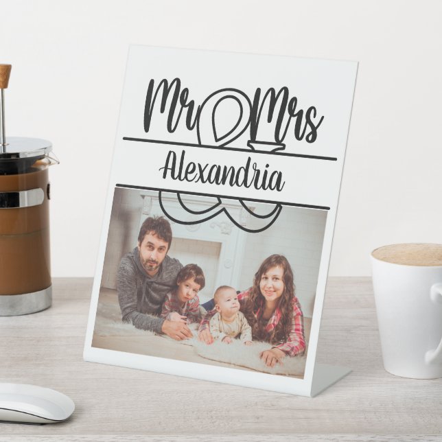 Signe De Table Anniversaire moderne M. et Mme monogram photo (In SItu)