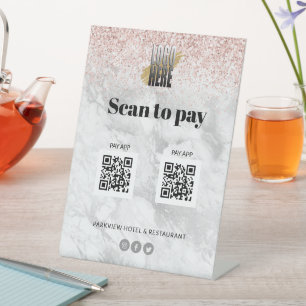 Signe De Table Applications de paiement par scan de logo élégant 