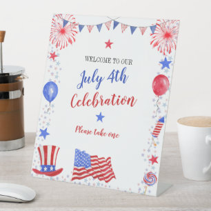 Signe De Table Aquarelle 4 juillet fête de l'indépendance