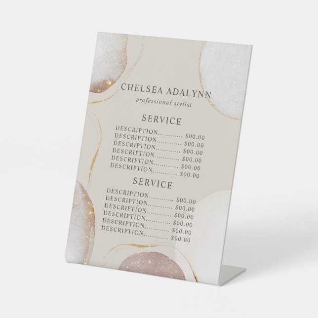 Signe De Table Aquarelle Abstraite Luxury Gold Service Prix (Recto)