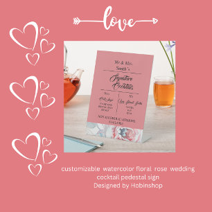 Signe De Table aquarelle apricot signature rose mariage cocktail