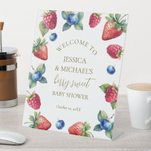 Signe De Table Aquarelle Berry Sweet Baby shower Bienvenue
