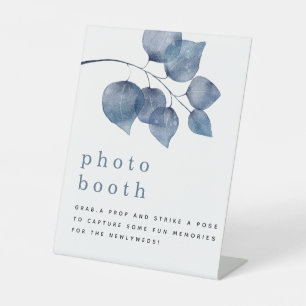 Signe De Table Aquarelle Blue Foliing Photo Booth Mariage