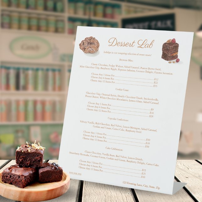 Signe De Table Aquarelle Boulangerie Sweets Brownie Cookie Prix M (Artistic Brownie & Cookie Price Sign: Charm Customers, Elevate Display, Delight Sweets!
)