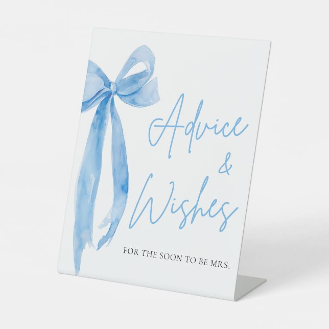 Signe De Table Aquarelle Bow bleu foncé Conseils et voeux (Recto)
