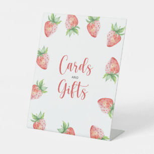 Signe De Table Aquarelle Cartes fraises et cadeaux baby shower