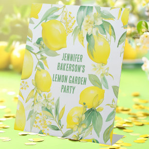 Signe De Table Aquarelle Citron Motif fête d'anniversaire