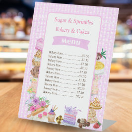 Signe De Table Aquarelle Desserts Rose Prix Boulangerie Café Pann