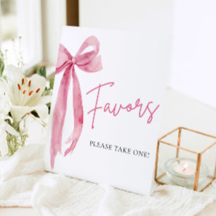 Signe De Table Aquarelle Élégante Bow Rose Bleu Faveurs Signer