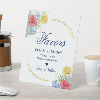 Signe De Table Aquarelle été Fleurs sauvages Bouquet Faveurs