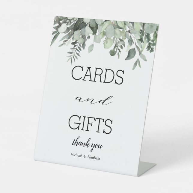Signe De Table Aquarelle Eucalyptus Vert Cartes de mariage Cadeau (Recto)