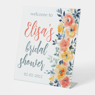 Signe De Table Aquarelle Fête des mariées florale PERSONNALISÉE