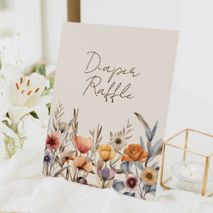 Signe De Table Aquarelle Floral Beige Baby shower Déchets Raffin