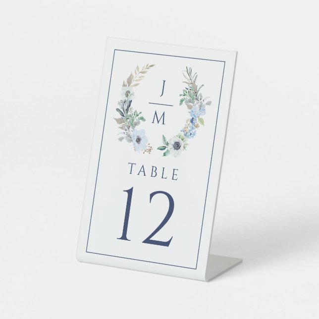 Signe De Table Aquarelle Florale Anémone Wreath Monogramme Mariag (Recto)