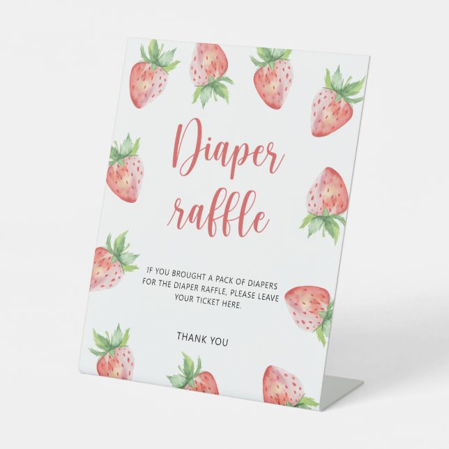 Signe De Table Aquarelle fraise - tombola de couche (Recto)