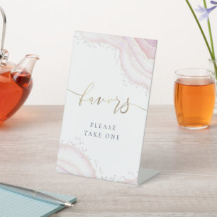 Signe De Table aquarelle marbre rose favoritisme