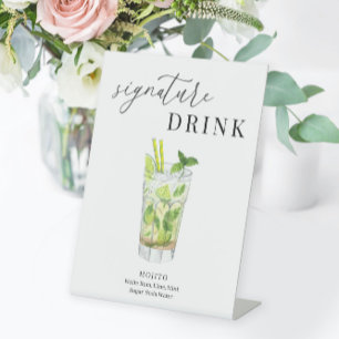 Signe De Table Aquarelle moderne élégante Signature Boisson