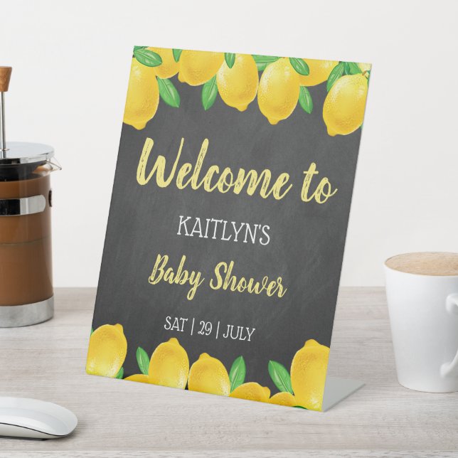 Signe De Table Aquarelle moderne Lemon Tree Baby shower Bienvenue (In SItu)