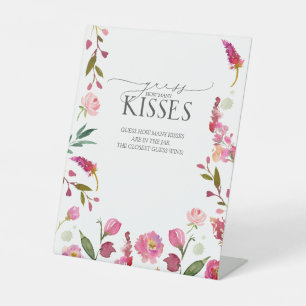 Signe De Table Aquarelle rose Fleurs Combien de baisers