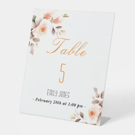 Signe De Table Aquarelle rose pâle rose douche à nage fleurie