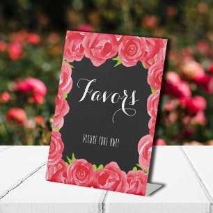 Signe De Table Aquarelle Roses rouges FAVORISEURS