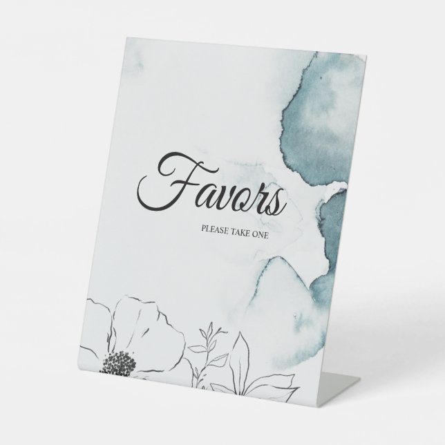 Signe De Table Aquarelle turquoise Croquis Faveurs de mariage (Recto)