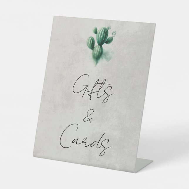Signe De Table Aquarelle Vert Cactus Mariage Cadeaux & Cartes (Recto)