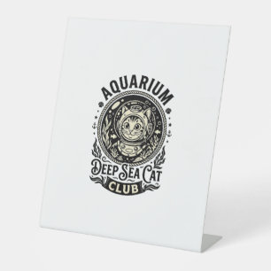 Signe De Table Aquarium Chat de mer profond Graphique de chat drô
