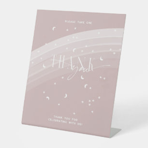 Signe De Table Arc en ciel rose moderne et étoiles Baby shower bl