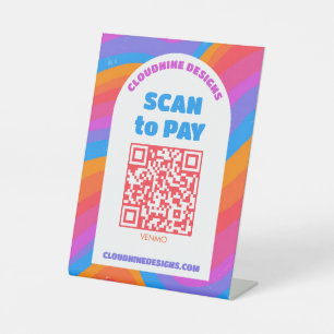 Signe De Table Arc-en-ciel Vagues SCAN POUR PAYER CODE QR Fierté