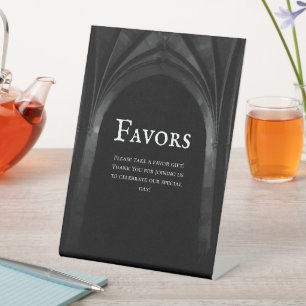 Signe De Table Arc gothique Mariage élégant Noir et Blanc foncé